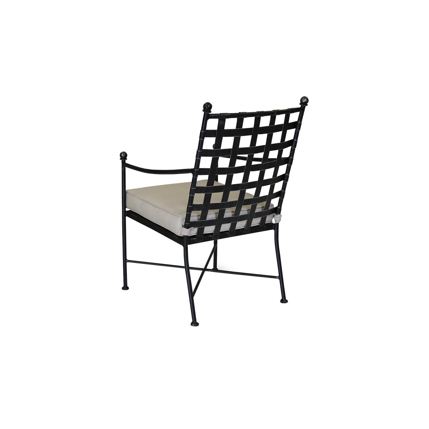 Provence 4 Piece Wrought Iron Patio Dining Arm Chair -Back View thumbnail
