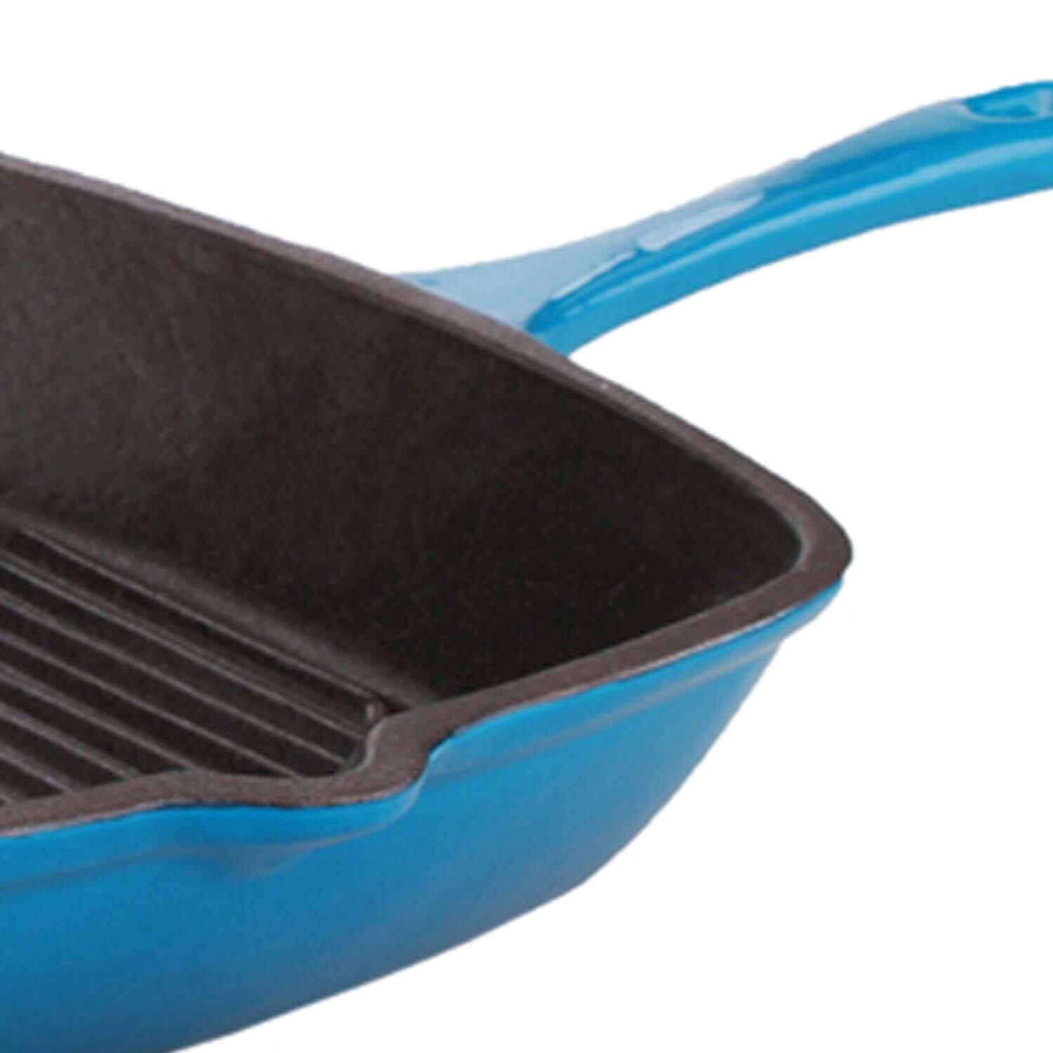 BergHOFF 11-in Neo Cast Iron Square Grill Pan - Blue - Side - Detail thumbnail