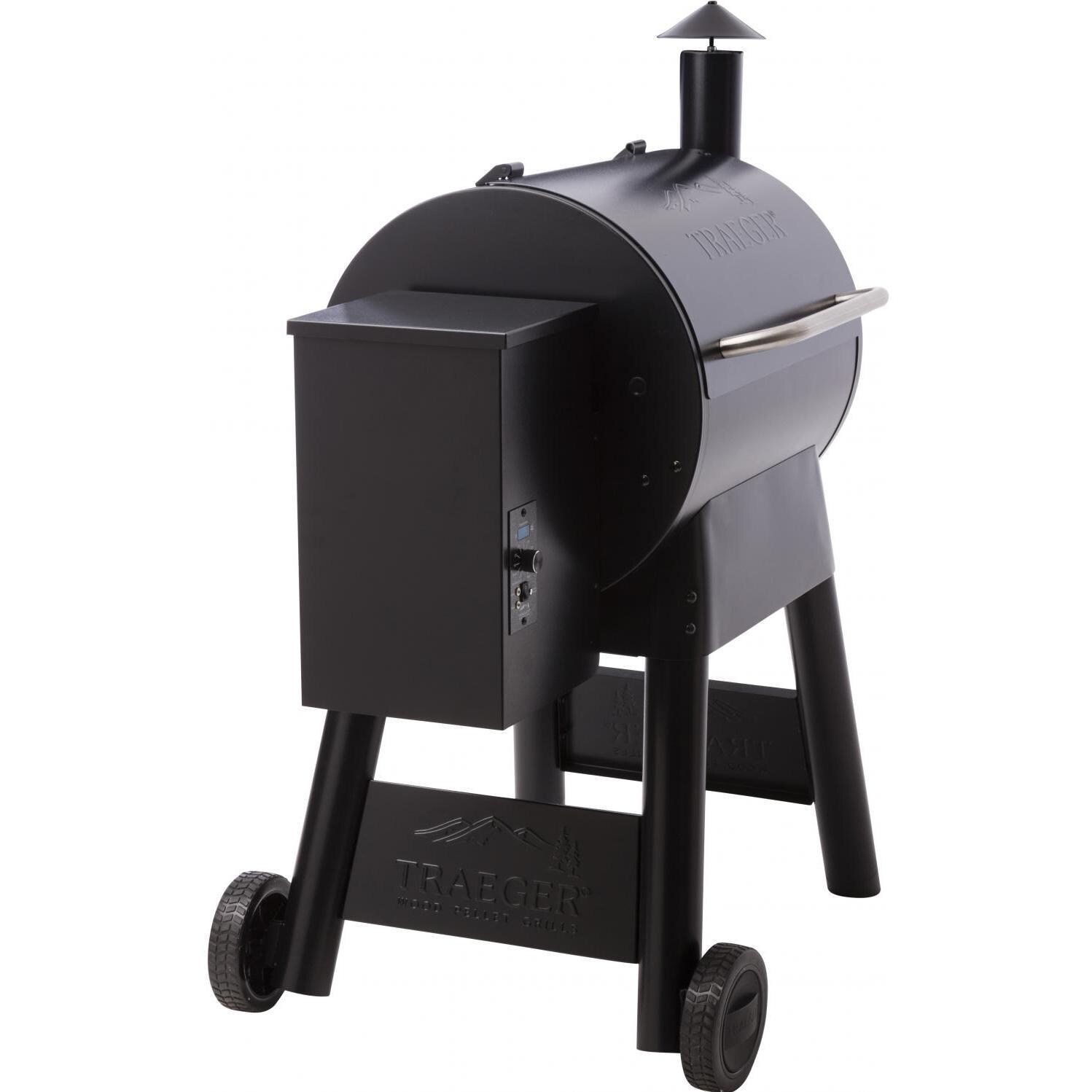 Traeger Pro Series 22 Blue Pellet Grill On Cart - Hopper Side View thumbnail