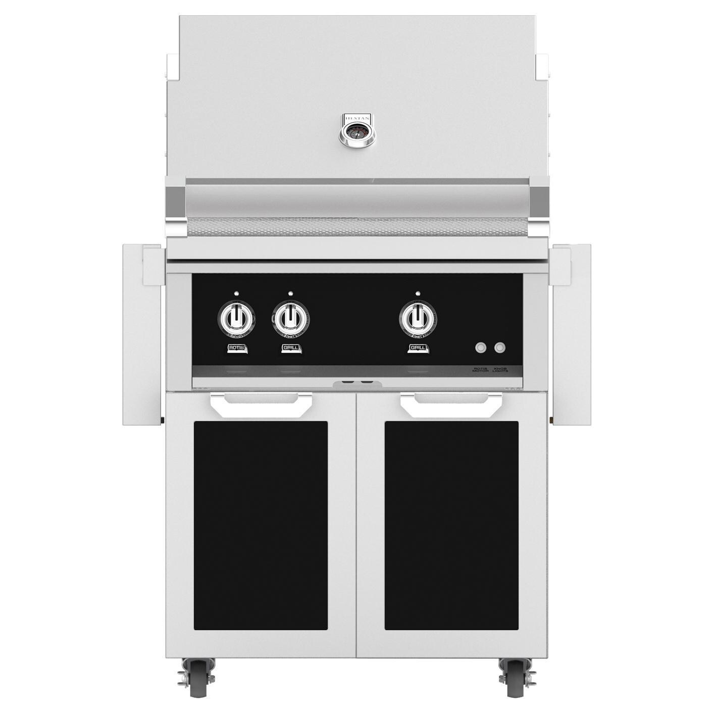 Hestan 30-Inch Freestanding Propane Gas Grill W/ All Infrared Burners & Rotisserie On Double Door Tower Cart - Stealth - GSBR30-LP-BK thumbnail