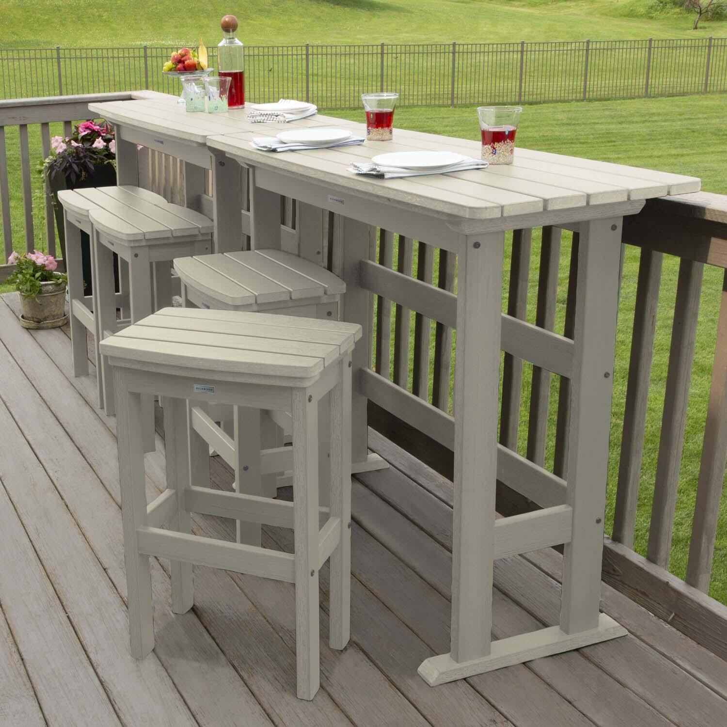 Hart Lane 6 Pc Recycled Plastic Bar Height Dining Set in Whitewash By Lakeview Outdoor Designs - Alternate Configuration - Lifestyle thumbnail