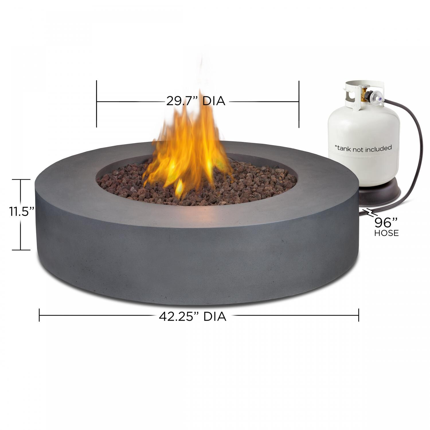 Real Flame Mezzo 42Inch Round Propane Gas Fire Pit Table Flint Gray