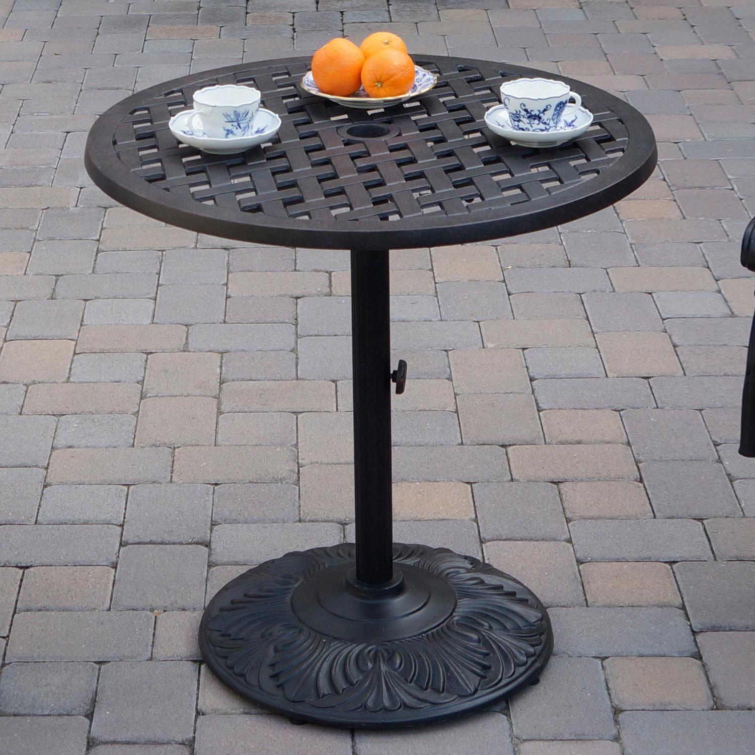 Darlee DL2052-3PC-30J Santa Monica 3 Piece Cast Aluminum Patio Dining Set W/ 30 Inch Round Table & Sesame Cushions - Bistro Table thumbnail