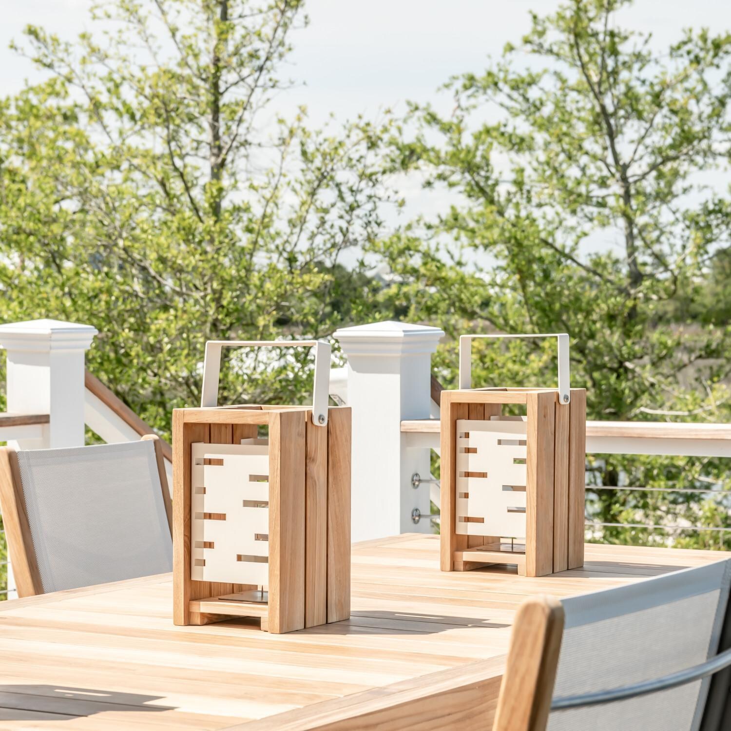 Teak + Table Relax Teak Lantern - Angled - Lifestyle thumbnail