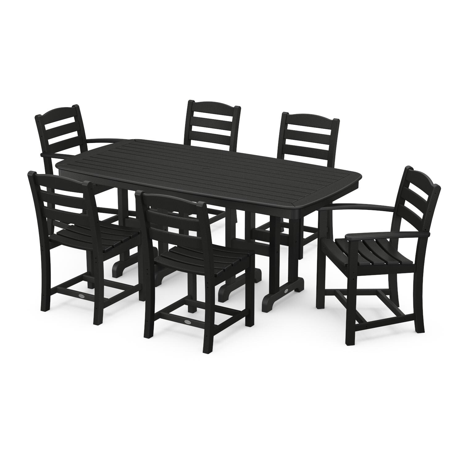 POLYWOOD La Casa Cafe Black 7 Piece Rectangular Arm Chair Dining Set thumbnail
