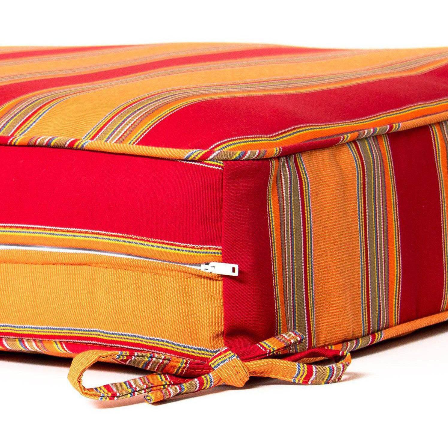 Small Replacement Ottoman Cushion With Piping - Zipper and Tie Detail thumbnail