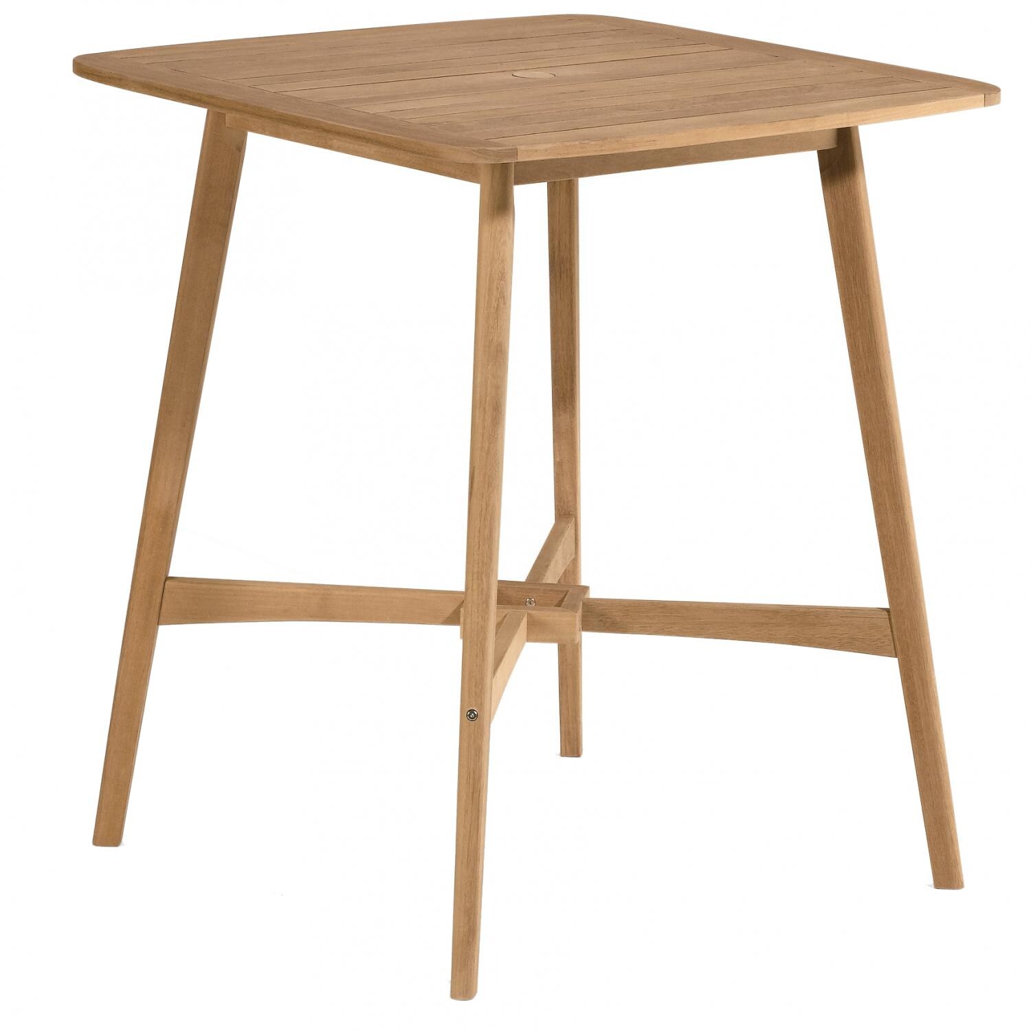Islay 36 Inch Square Natural Shorea Patio Bar Table By Oxford Garden thumbnail