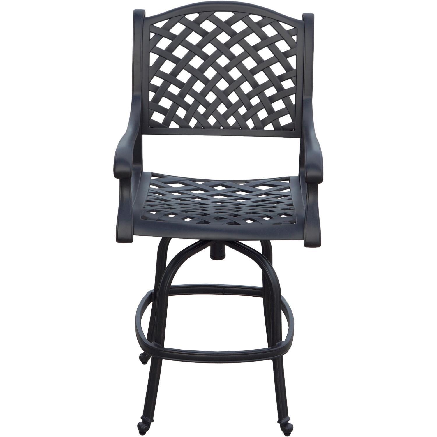 Nassau 5 Pc Patio Bar Set w/ 42 Inch Round Bar Table in Antique Bronze/Sesame by Darlee - Chair - White Background thumbnail