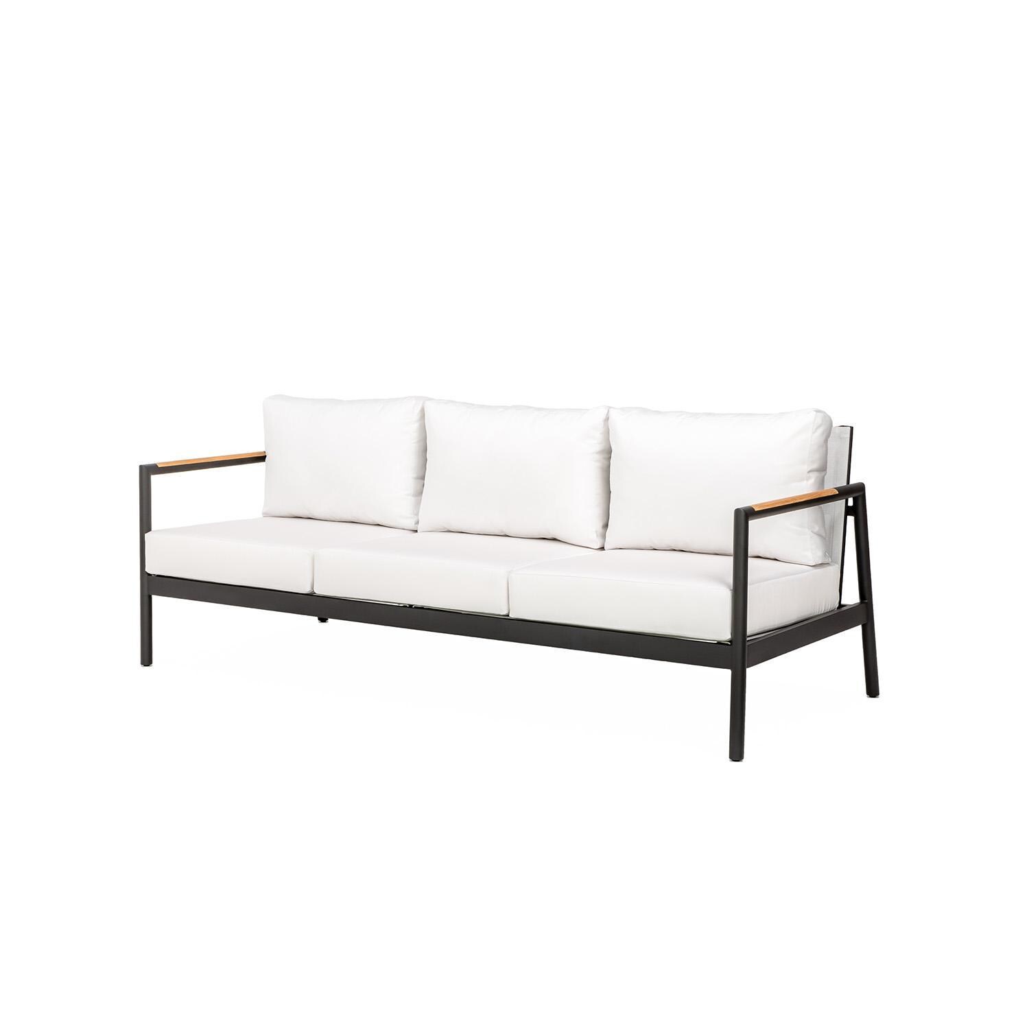 Teak + Table Paros Sofa/Clubs 4 Piece Lounge Set in Natural - Sofa Side View - White Background thumbnail