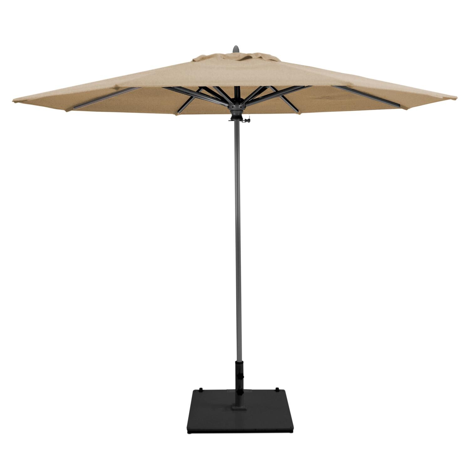 Galtech 9 Ft. Commercial Octagonal Aluminum Patio Market Umbrella W/ Push Lift - Antique Bronze Frame W/ Sunbrella Canvas Camel Canopy