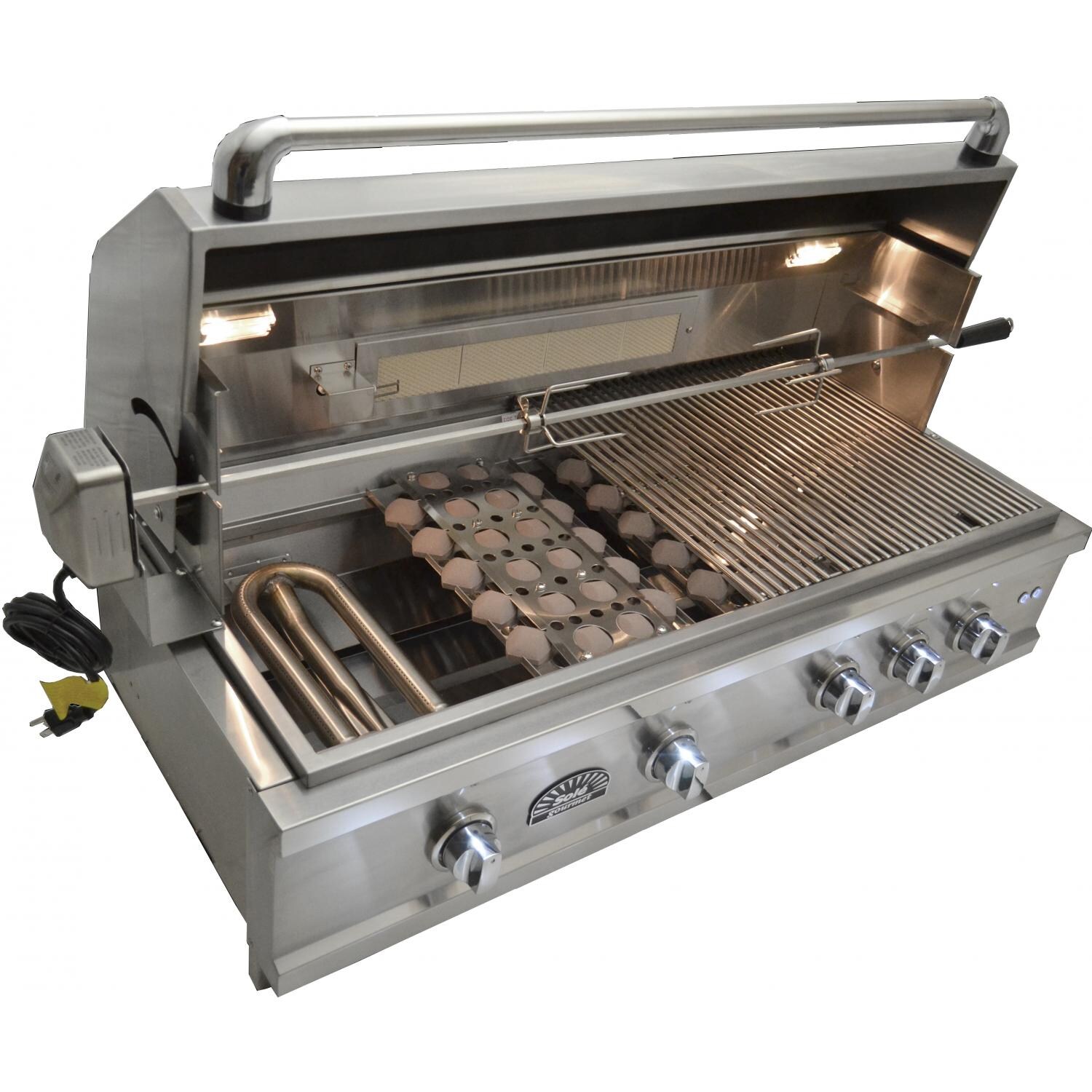 Sole Luxury 42-Inch Built-In Natural Gas Grill - Cooking Grates, Ceramic Radiant System & Stainless Steel Burner thumbnail