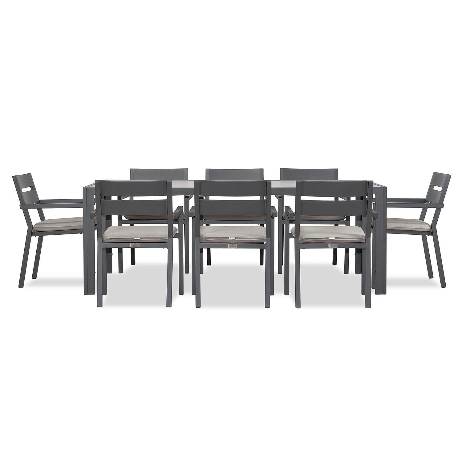 Calm Bay 9 Pc Rectangular Dining Set in Slate/Cast Silver by Lakeview - White Background 3 thumbnail