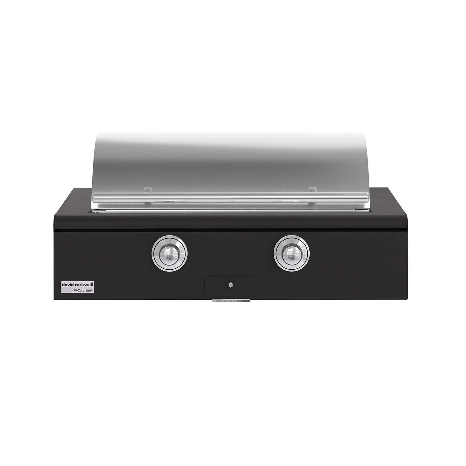 Caliber CRG-42BL00-A-085-H02 42-in Propane Built-In Rockwell Grill - Ultra Matte Black w/ Chrome Hardware - Lid Closed - White Background thumbnail