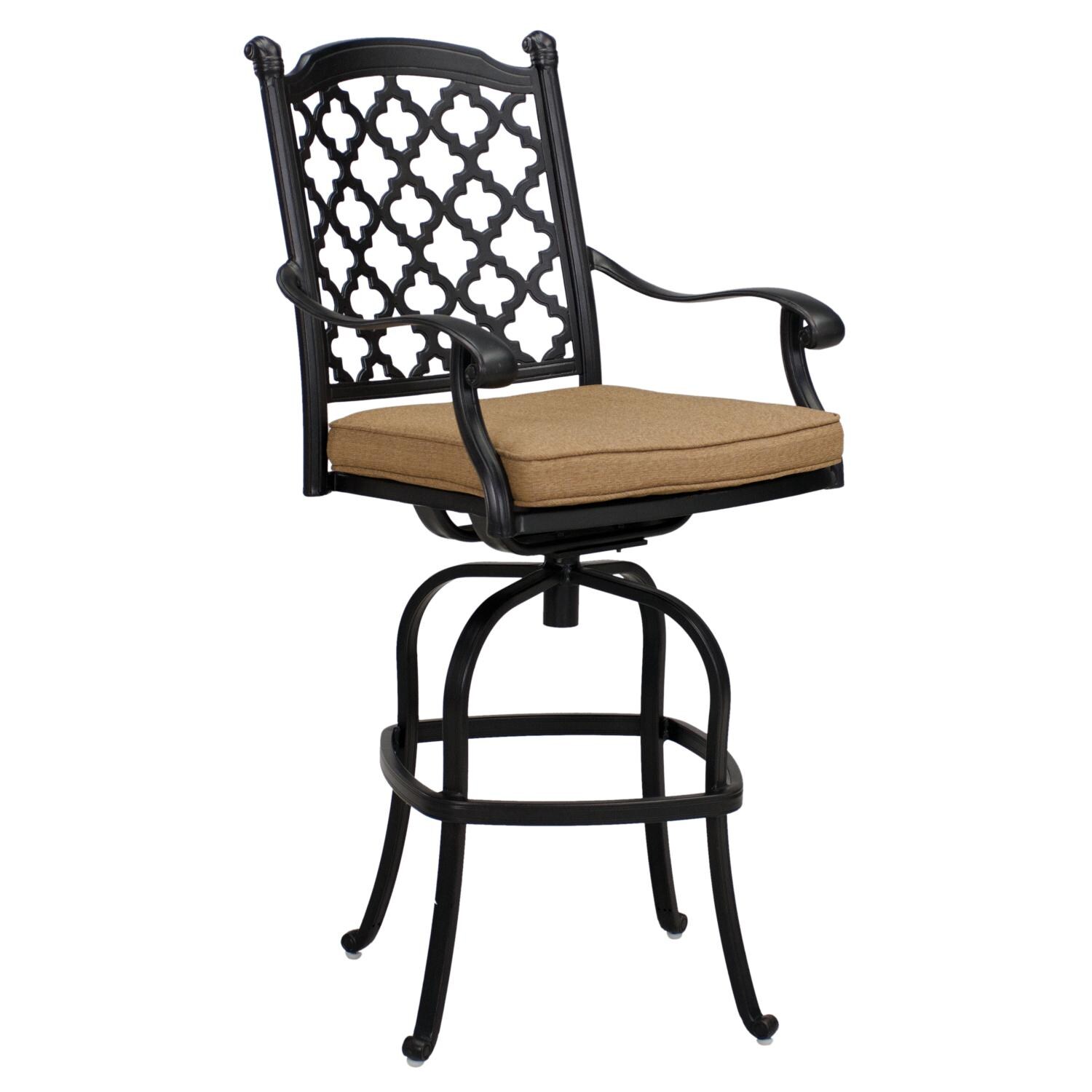 Darlee 201650-5PC-60K Madison Cast Aluminum Swivel Bar Stool W/ Sesame Polyester Cushion thumbnail