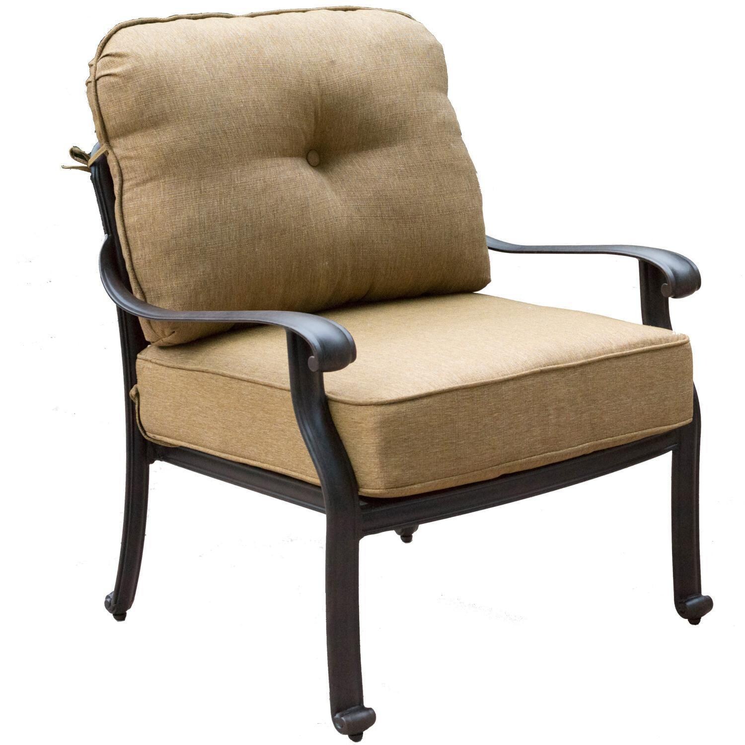 Darlee DL708-4PCS-77B Elisabeth 4 Piece Cast Aluminum Patio Conversation Set W/ Mocha Granite Top Coffee Table & Sesame Cushions - Club Chair thumbnail