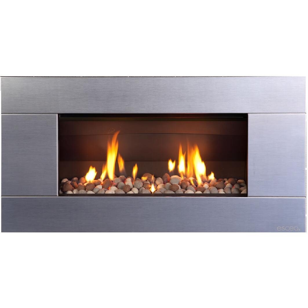 Escea ST900 - Stainless Steel With With River Rock - Full View thumbnail