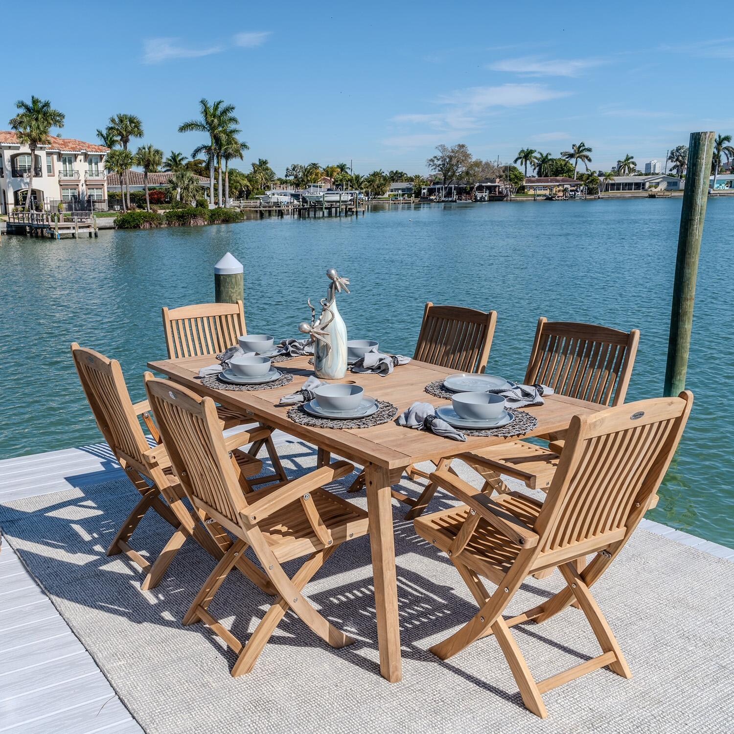 Sailor 7 Pc Teak Dining Set w/ 70 Inch Rectangular Table by Royal Teak Collection