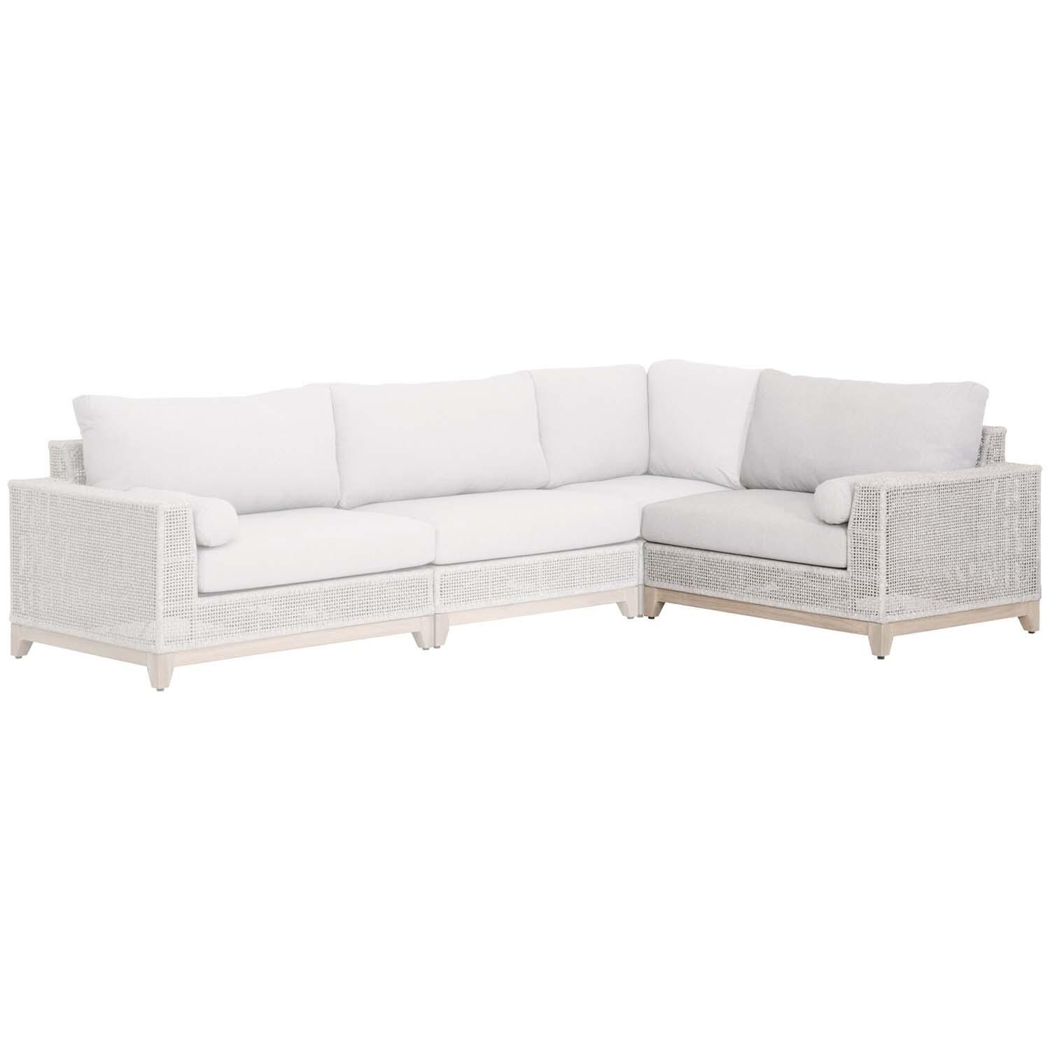 Lakeview Ranch Pointe Woven Rope Right Modular Sofa in Taupe & White - Highlighted in Sectional View thumbnail