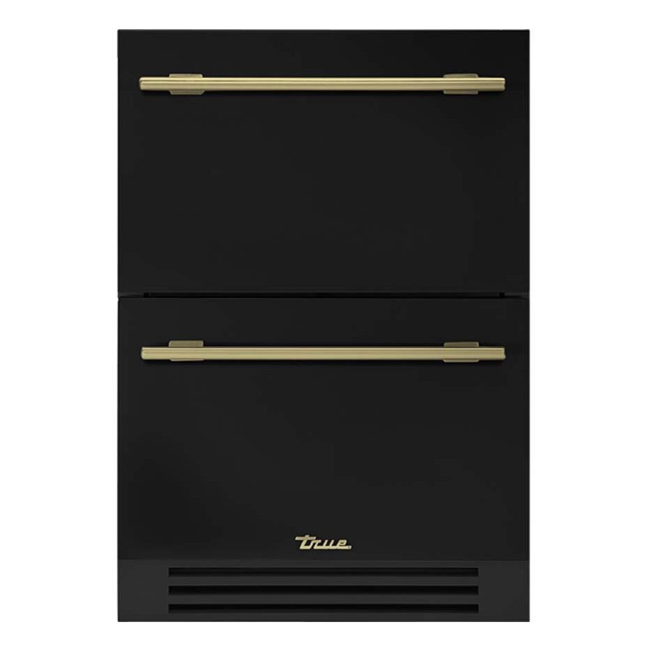 True 24 Inch 5.4 Cu. Ft. Outdoor Refigerator Drawer - Matte Black w/ Brass Handles - TUR-24D-OP-C~DSK-027-H01