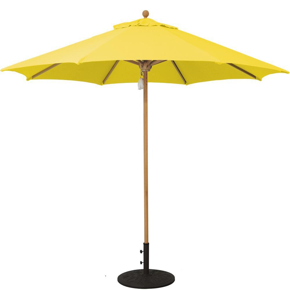 Galtech 9 Ft. Octagonal Hardwood Patio Market Umbrella W/ Pulley - Teak W/ Sunbrella Canvas Sunflower Yellow Canopy