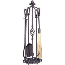 UniFlame 5-Piece Antique Rust Fireplace Tool Set With Horseshoe Handles - F-1686 image