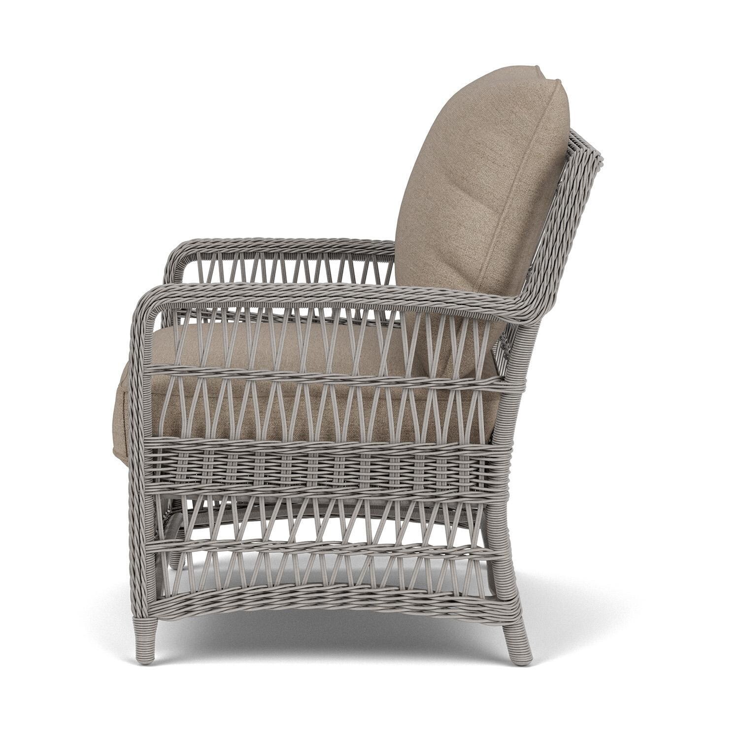 Lloyd Flanders Mackinac Lounge Chair in Putty Finish with Demo Oatmeal Fabric - Left Side thumbnail