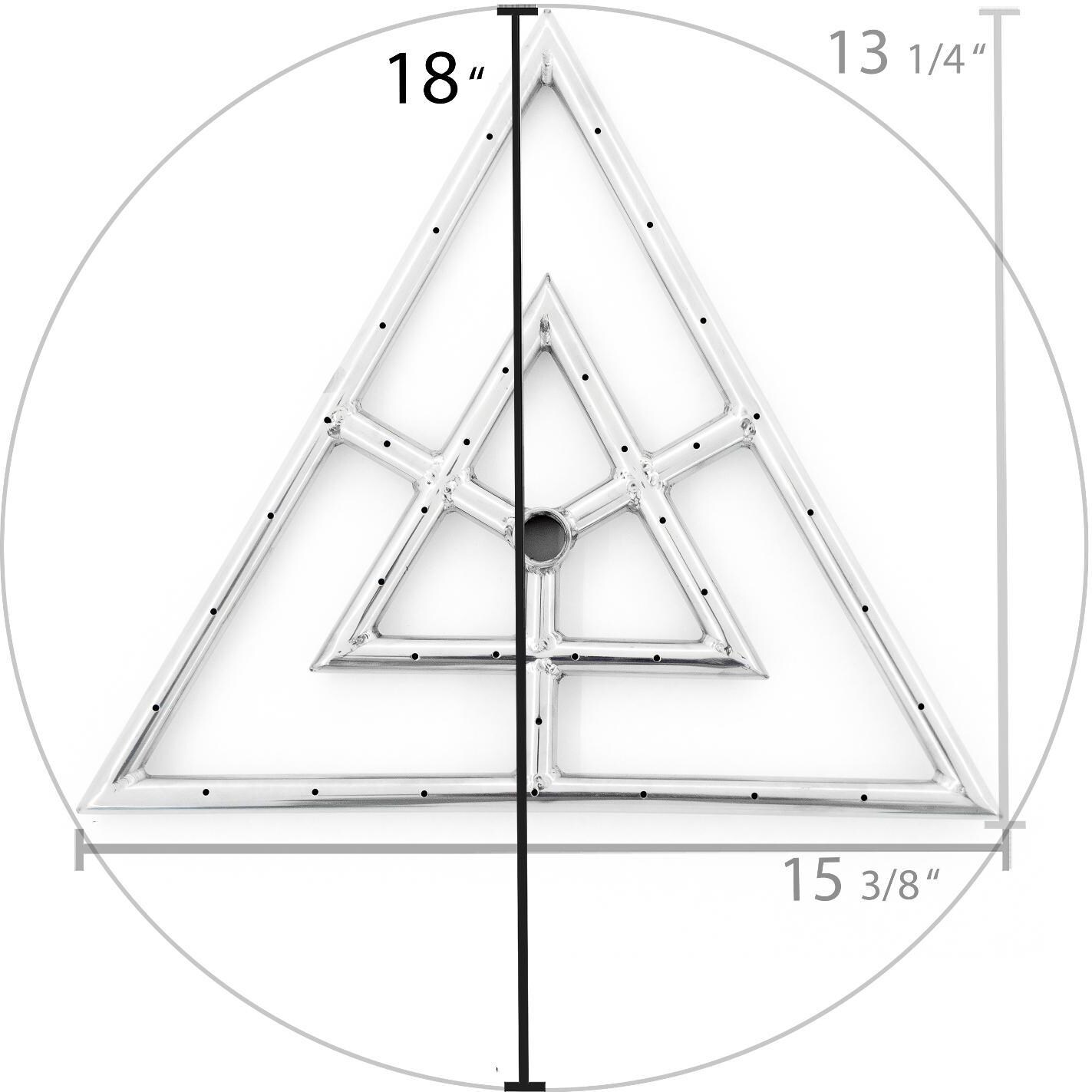  Lakeview Outdoor Designs 18-Inch Natural Gas Triangle Burner - Stainless Steel - Measurements Shown thumbnail