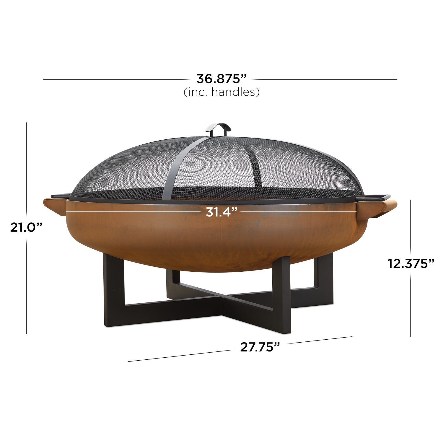 Lakeview Outdoor Designs SC-400-RST Classique 31 1/2-Inch Round Wood Burning Fire Pit - Dimensions thumbnail