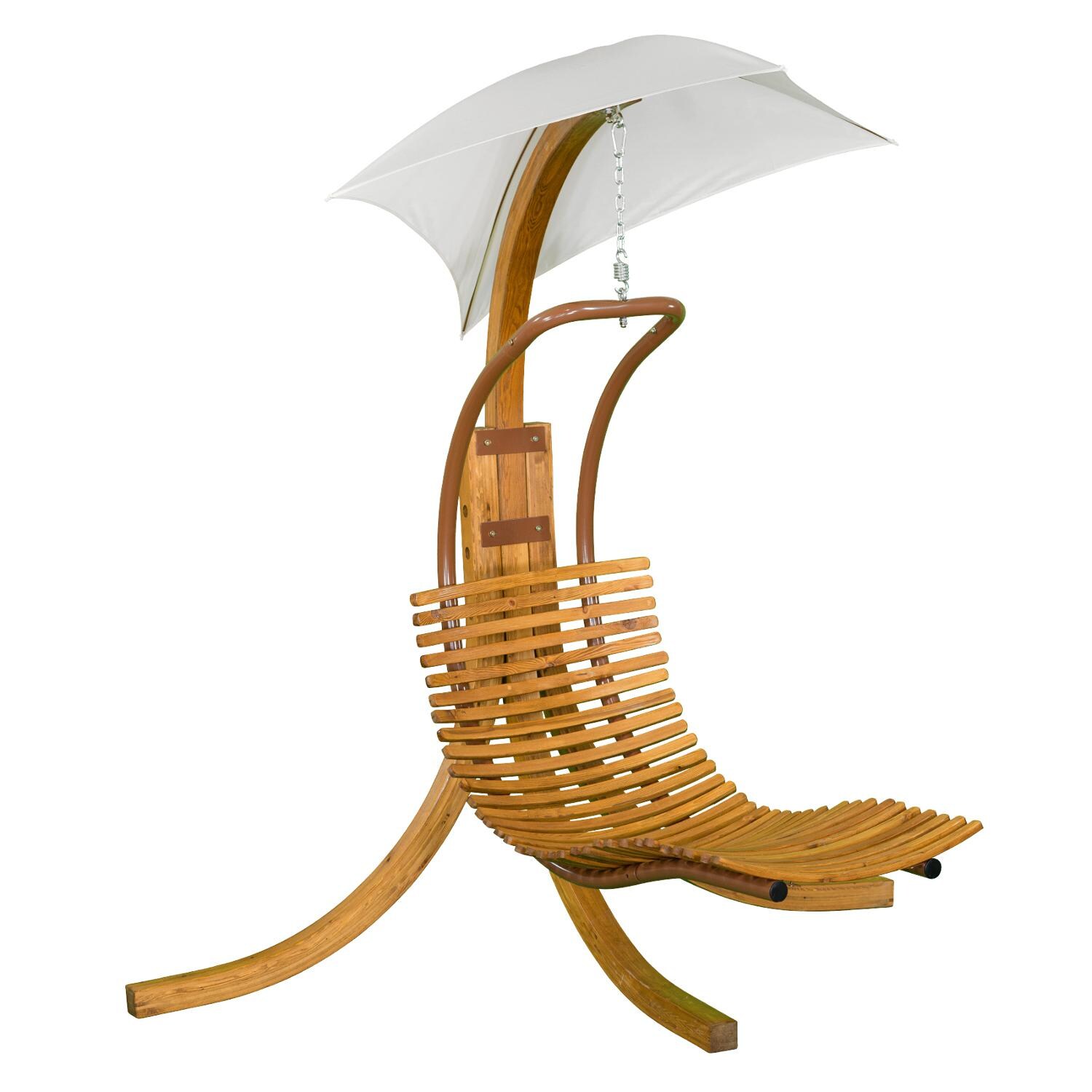 Leisure Season Sling Patio Swing Chaise Lounge With Umbrella - Shown Without Cushion thumbnail