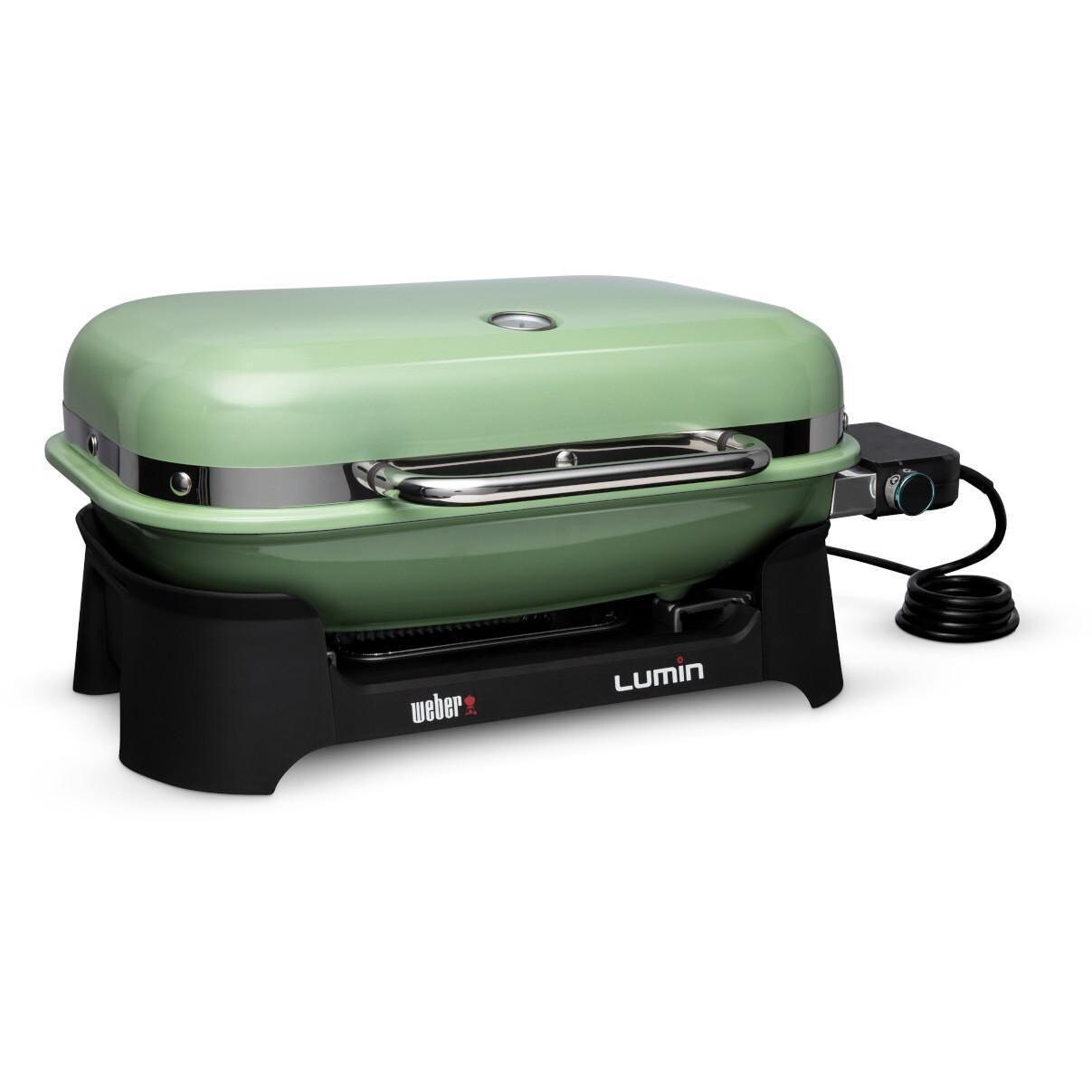 Weber 92070901 Seafoam Green Lumin Portable 1560 Watt Electric Grill - Left Side - White Background thumbnail