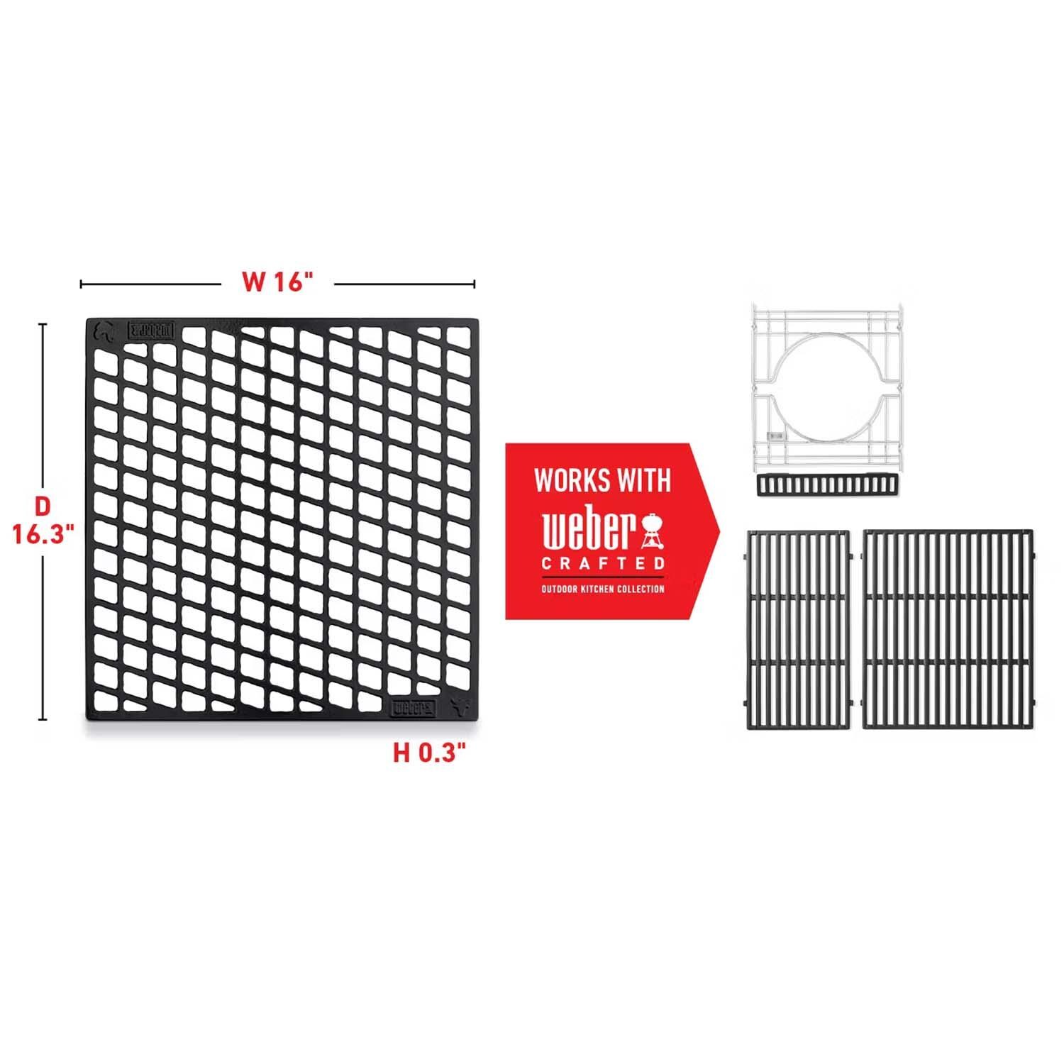 Weber 7670 CRAFTED Dual Sided Sear Grate - Dimensional thumbnail