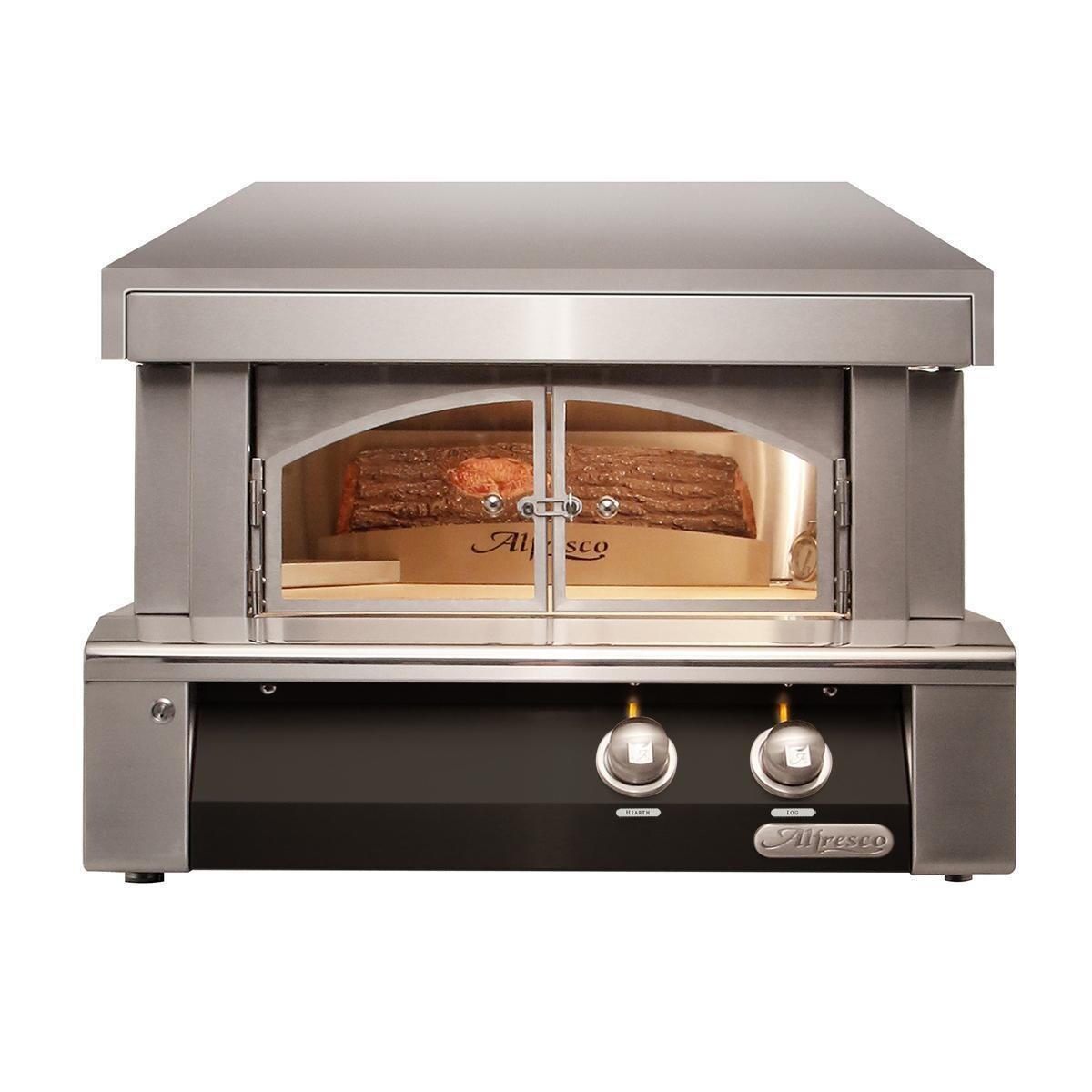 Alfresco AXE-PZA-NG-SM9005 30 Inch Countertop Natural Gas Outdoor Pizza Oven Plus in Jet Black Matte - White Background thumbnail