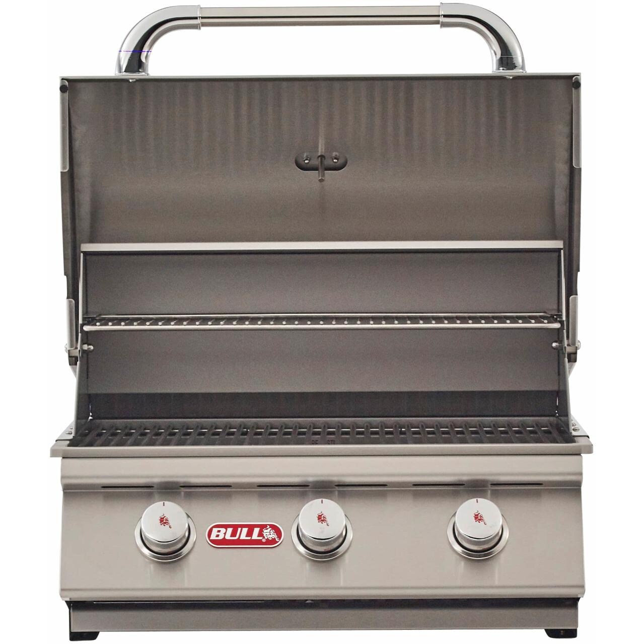 Bull 69008 Steer 25-Inch 3-Burner Built-In Gas Grill - Hood Open thumbnail