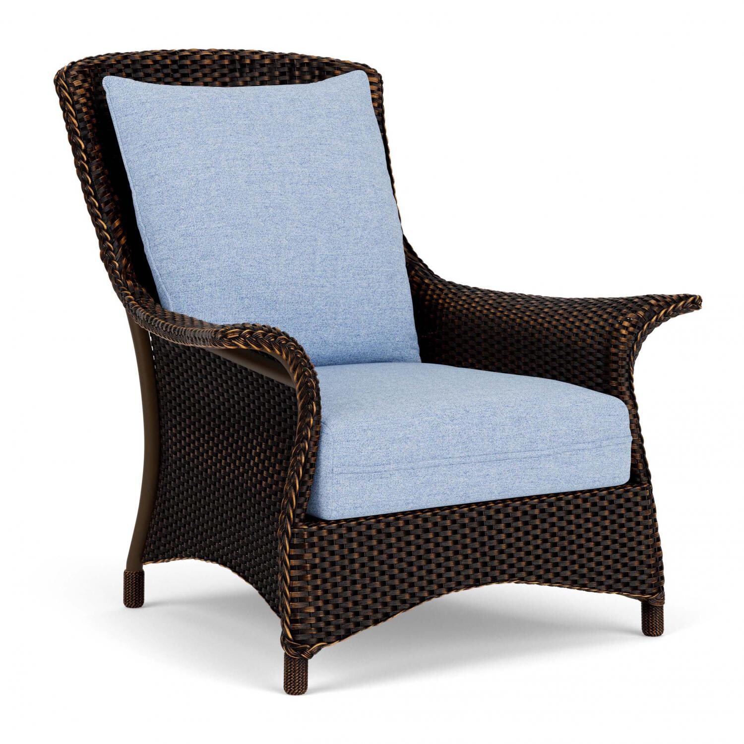 Lloyd Flanders Mandalay Lounge Chair in Mink Finish with Demo Skyway fabric - Angled thumbnail