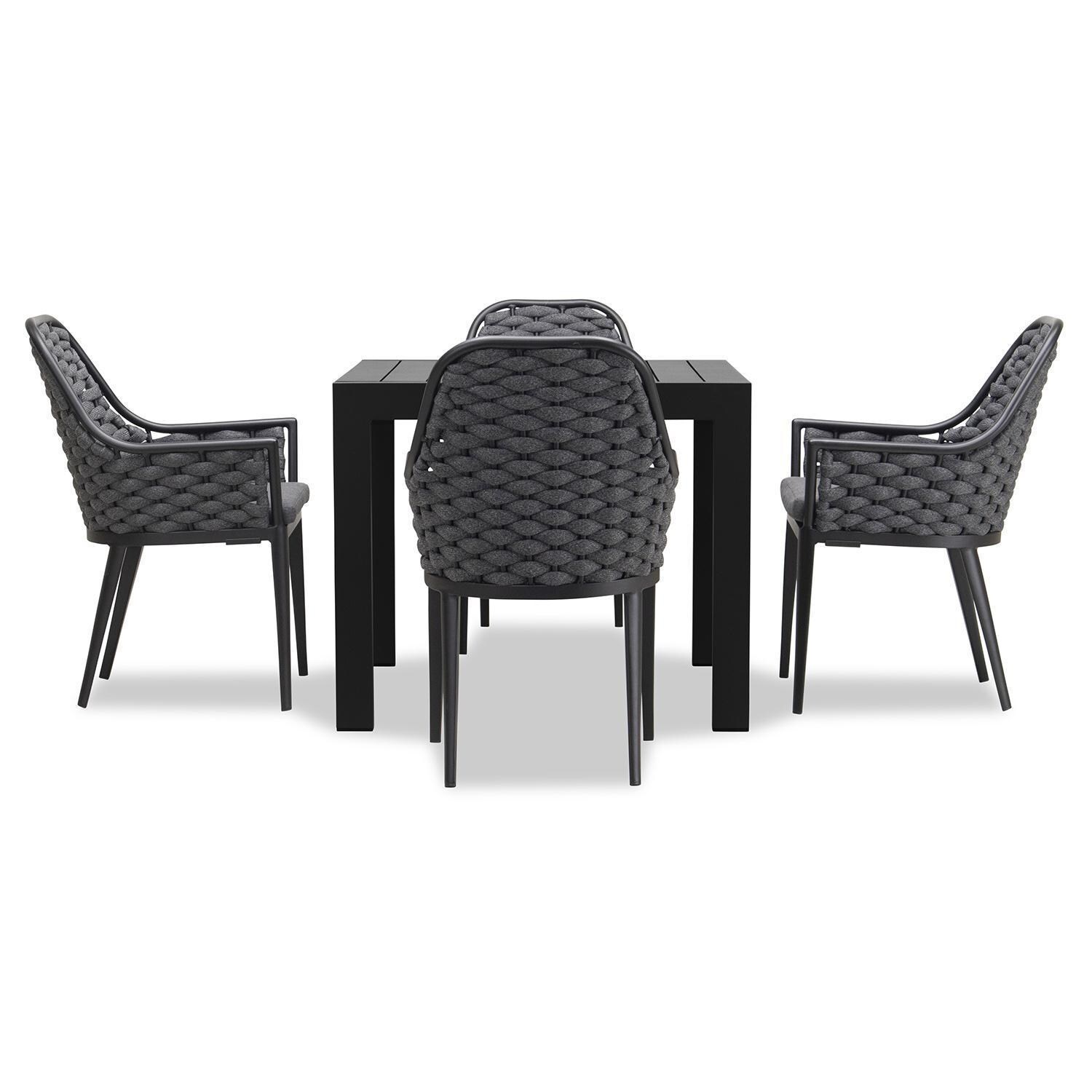 Chloe Bay 4 Seat Aluminum Square Dining Table in Black by Lakeview - Front View - White Background thumbnail