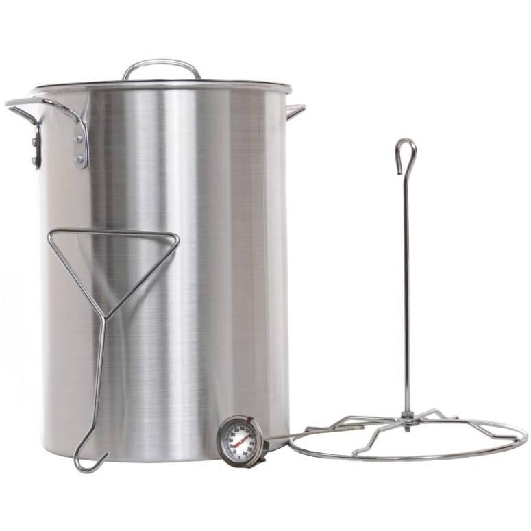Cajun Classic 28-Quart Aluminum Turkey Fry Pot Set With Turkey Rack, Lifter & Thermometer - GL10145A