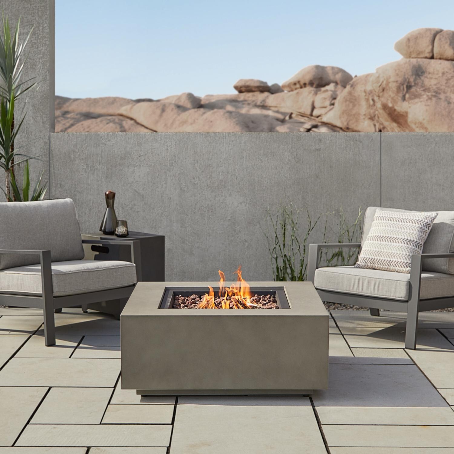 Lakeview Outdoor Designs SC-C9812NG-MGRY Elysian Square Natural Gas Fire Table - Main thumbnail