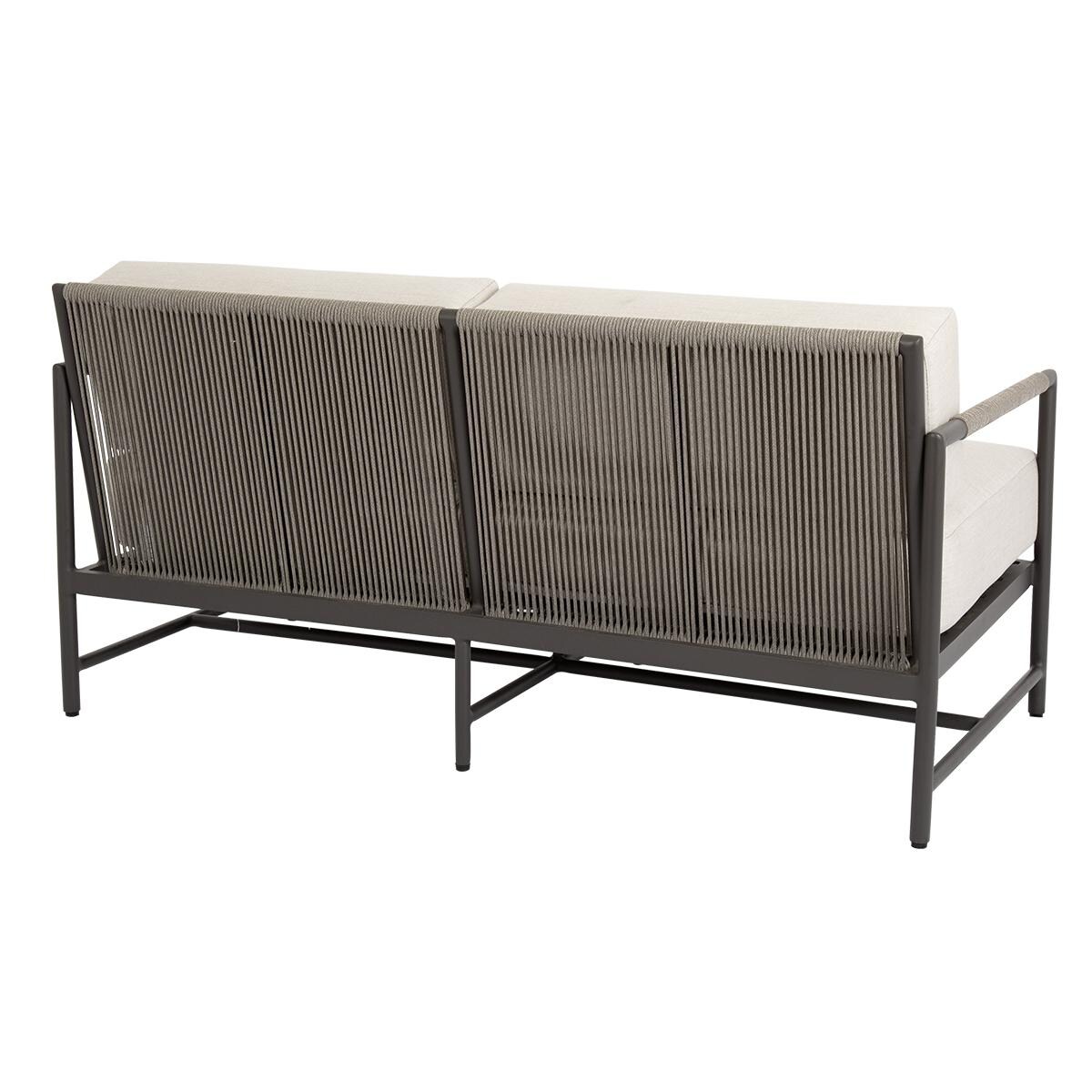 Sunset West - 4601-22-57005 - Pietra Rope & Aluminum Patio Loveseat W/ Sunbrella Echo Ash Cushions - Rear View thumbnail