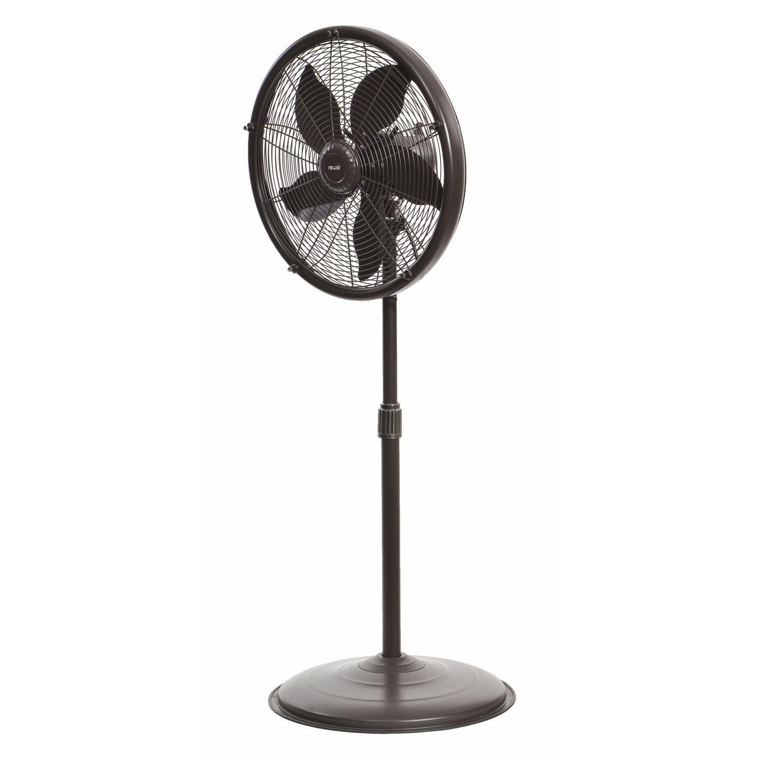 NewAir AF-600 18-in Misting & Oscillating Pedestal Fan for Indoor & Outdoor w/ Adjustable Height & Head Tilt - 2800 CFM - Angled Left - White Background thumbnail