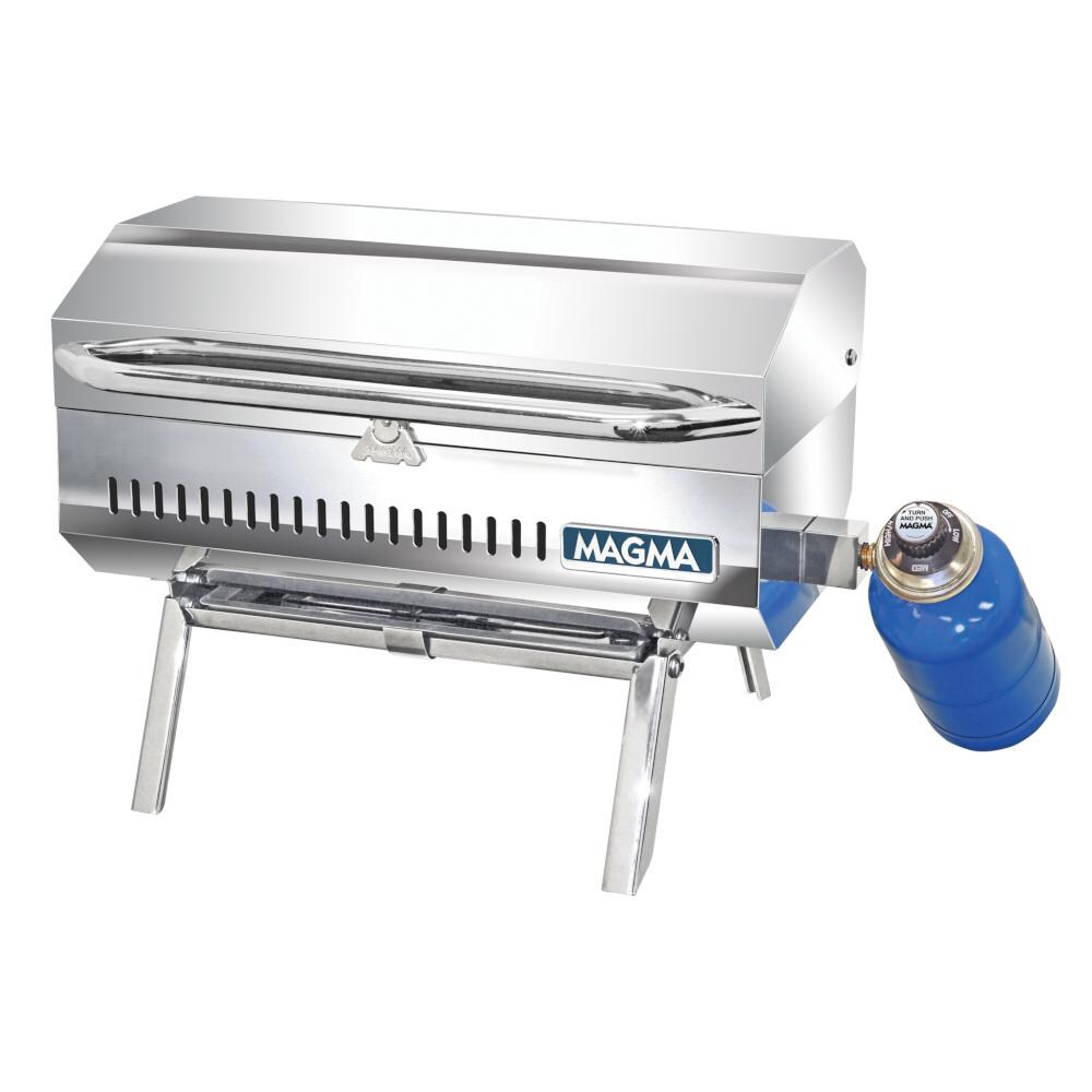 Magma A10-803 Marine ChefsMate Gas Grill on Legs - Closed (shelf & canister NOT included) thumbnail