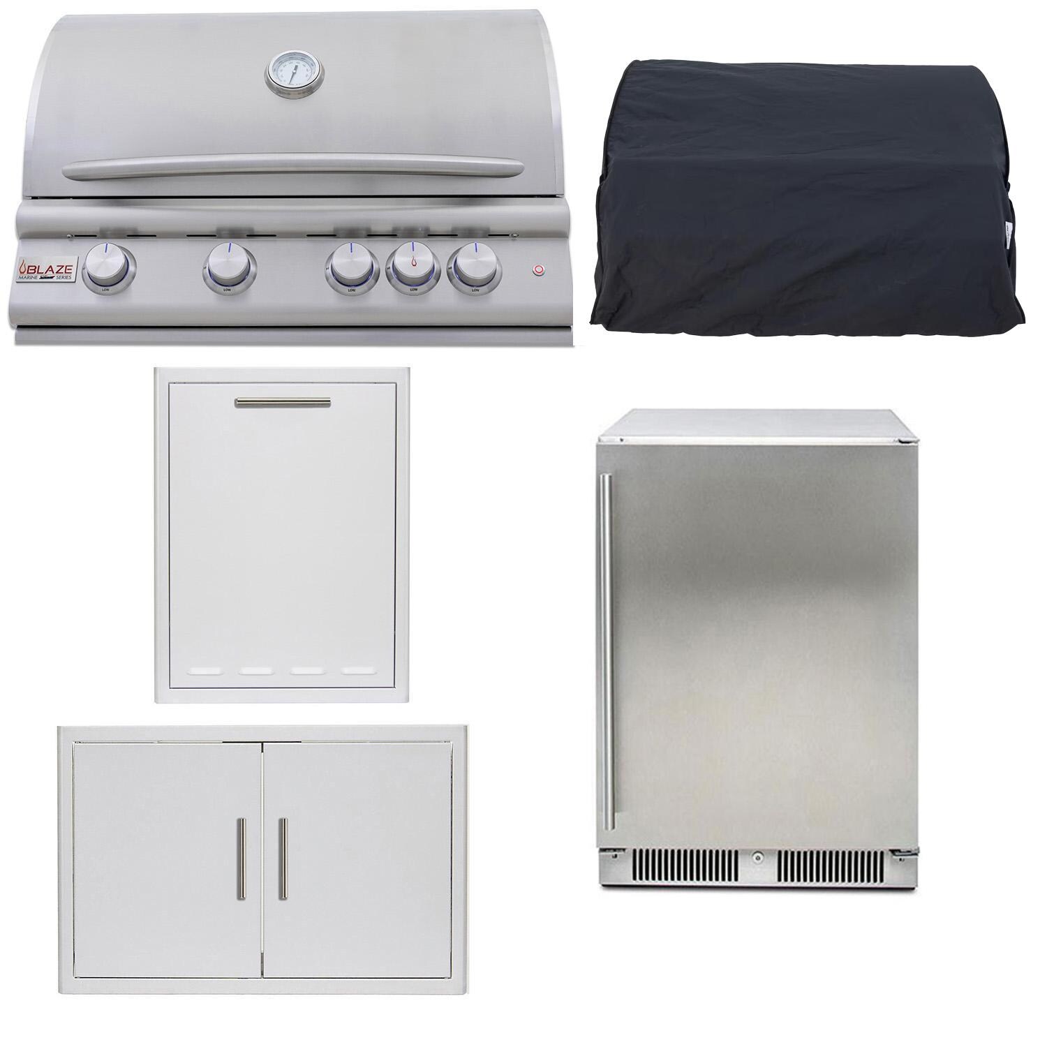 Blaze BLZ-4LTE3MG-LP Premium LTE+ Marine Grade 5-Piece 32-Inch Propane Outdoor Kitchen Package - White Background thumbnail