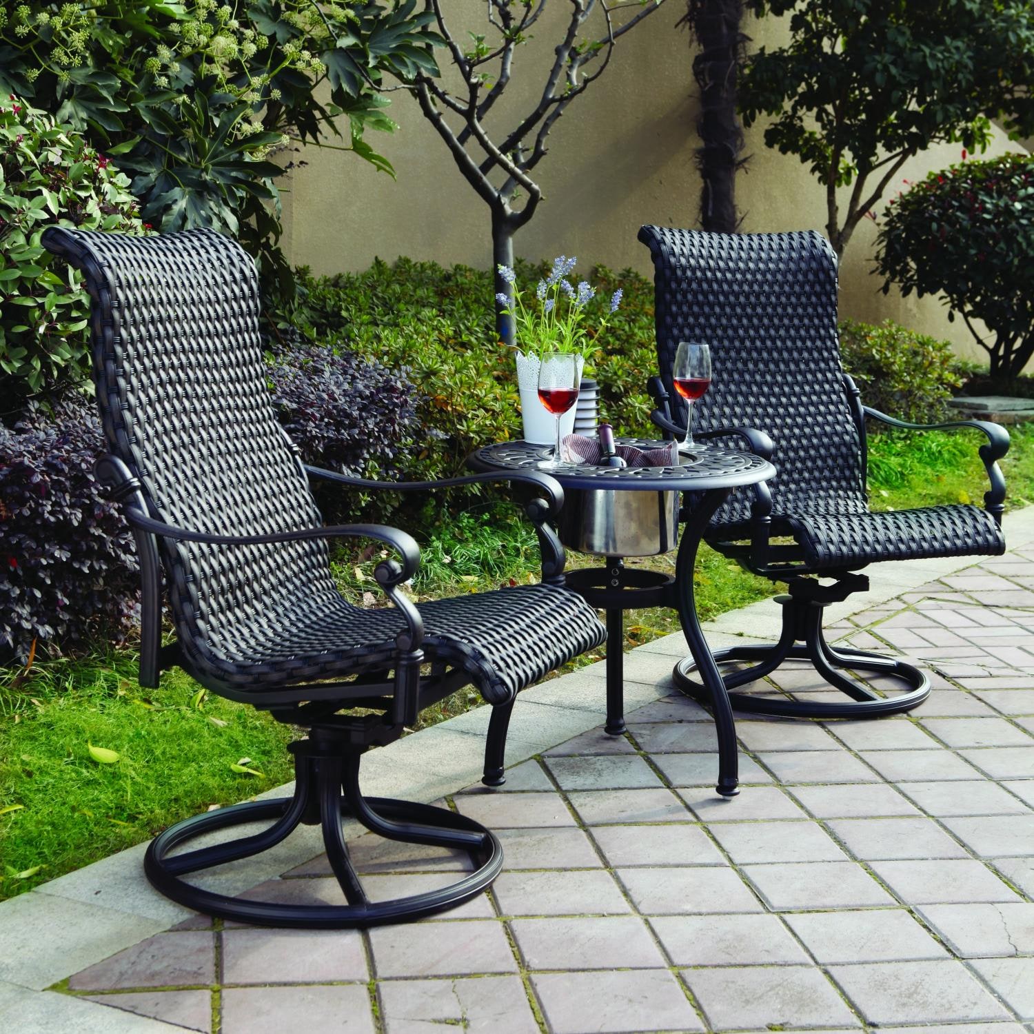 Darlee Victoria 2-Person Resin Wicker Bistro Set With Ice Bucket Insert - Espresso thumbnail
