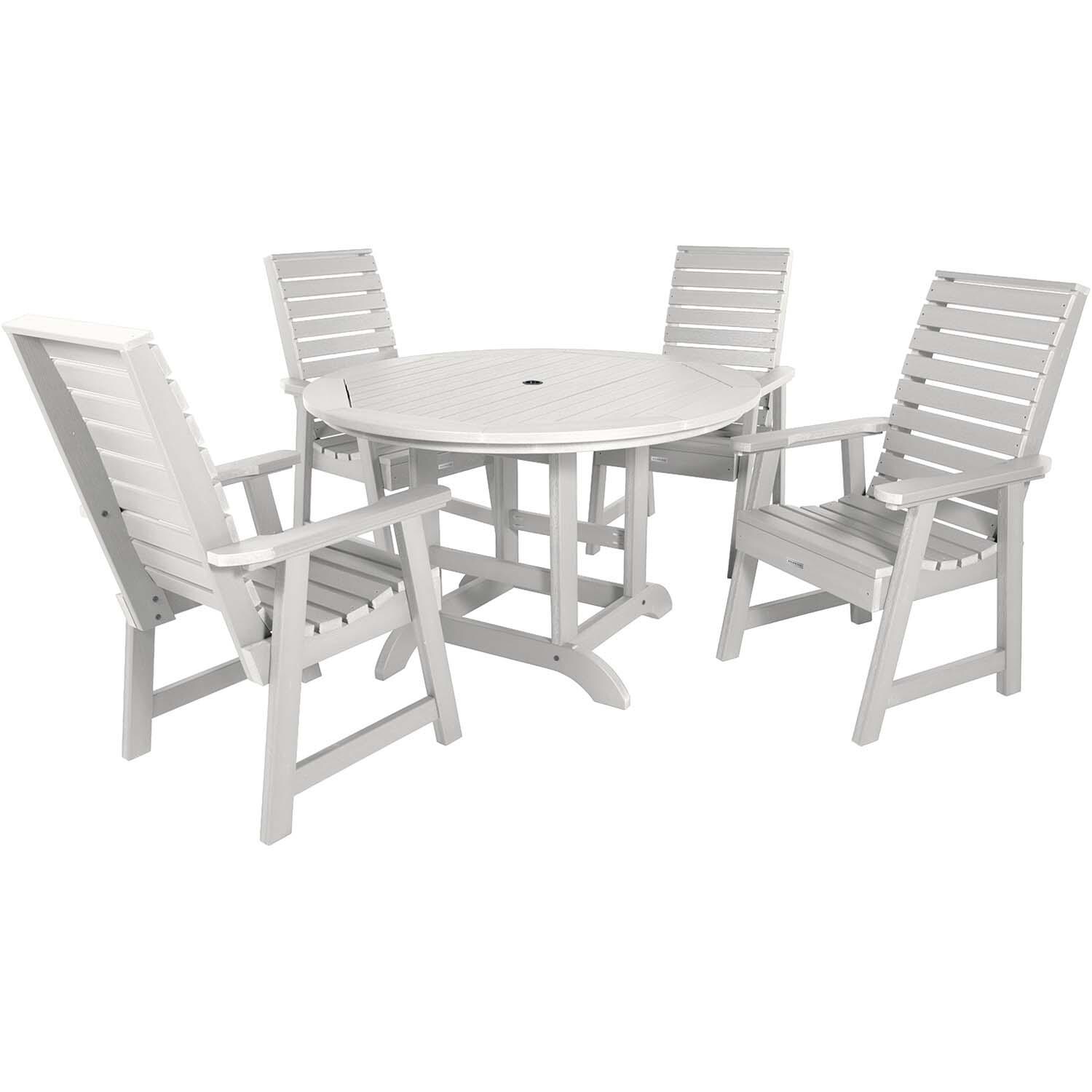 Elm Pointe 5 Pc Recycled Plastic Dining Set in White by Lakeview Outdoor Designs - White Background thumbnail