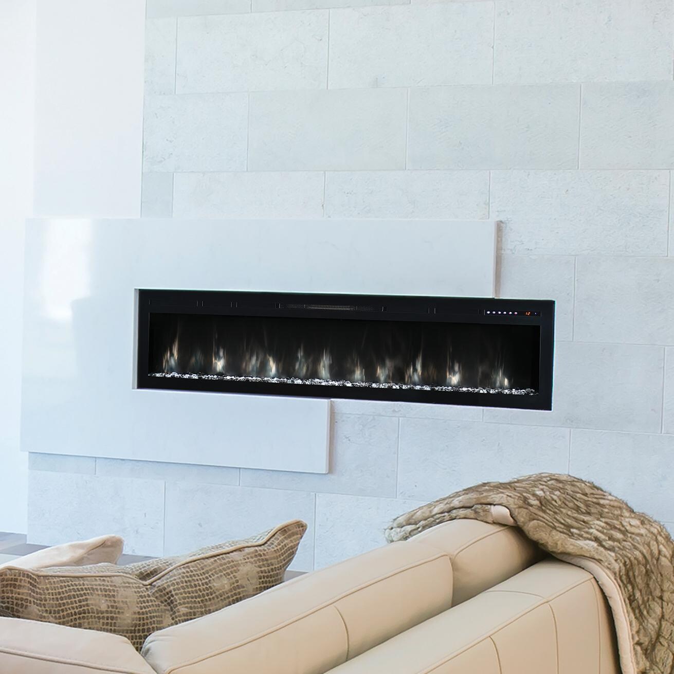 Spectrum SL74-B 74 Inch Built-In Linear Electric Fireplace In Home thumbnail