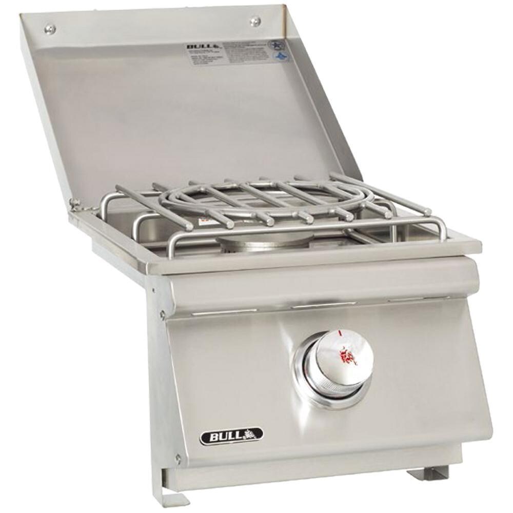 Bull 60018 Slide-In Pro Propane Side Burner W/ Stainless Steel Lid - White Background thumbnail