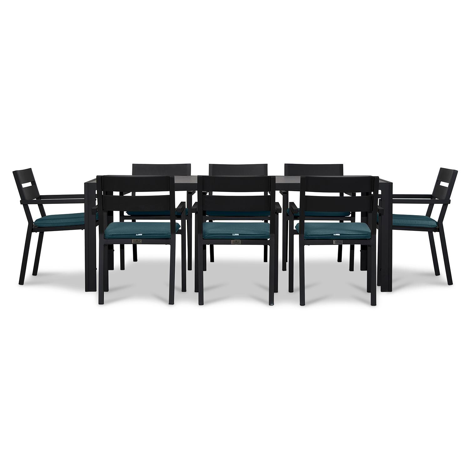 Calm Bay 9 Pc Rectangular Dining Set in Black/Cast Lagoon by Lakeview - White Background 3 thumbnail