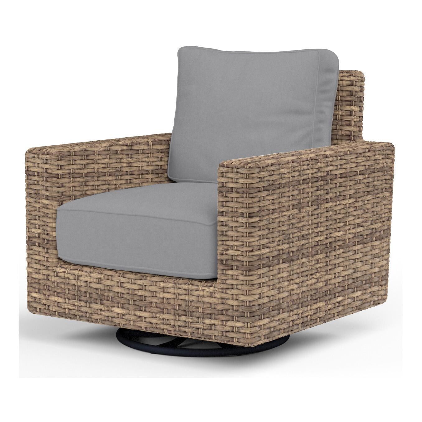 Havana Wicker Swivel Rocker Club Chair in Tobacco/Canvas Granite by Sunset West