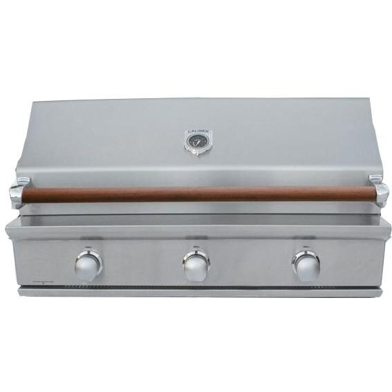 Caliber CrossFlame Silver 41-Inch Built-In Natural Gas Grill With Sear Burner - Wood Handle thumbnail