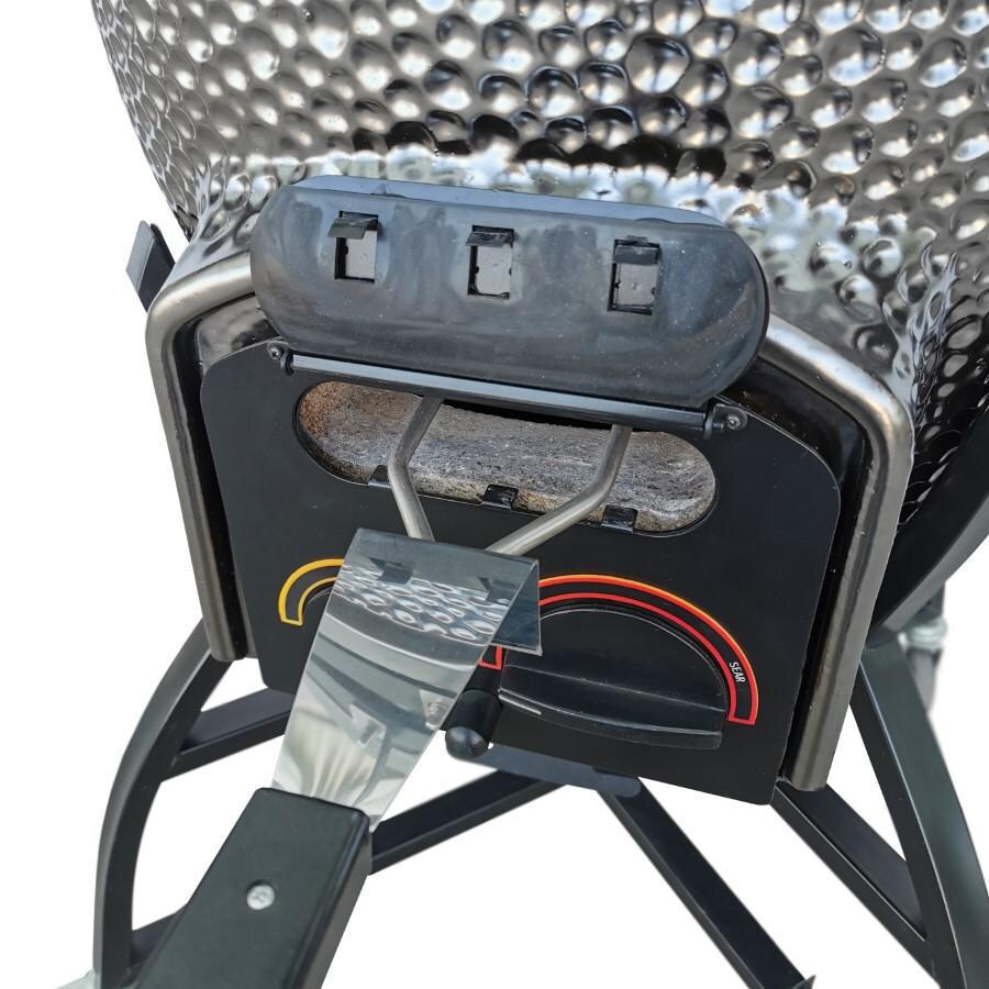 Vision Grills XD-402MG Vision Elite Series XD402 Deluxe 20-Inch Kamado Grill - Metallic Gun Metal Grey - Starter Port for Electric Starter thumbnail