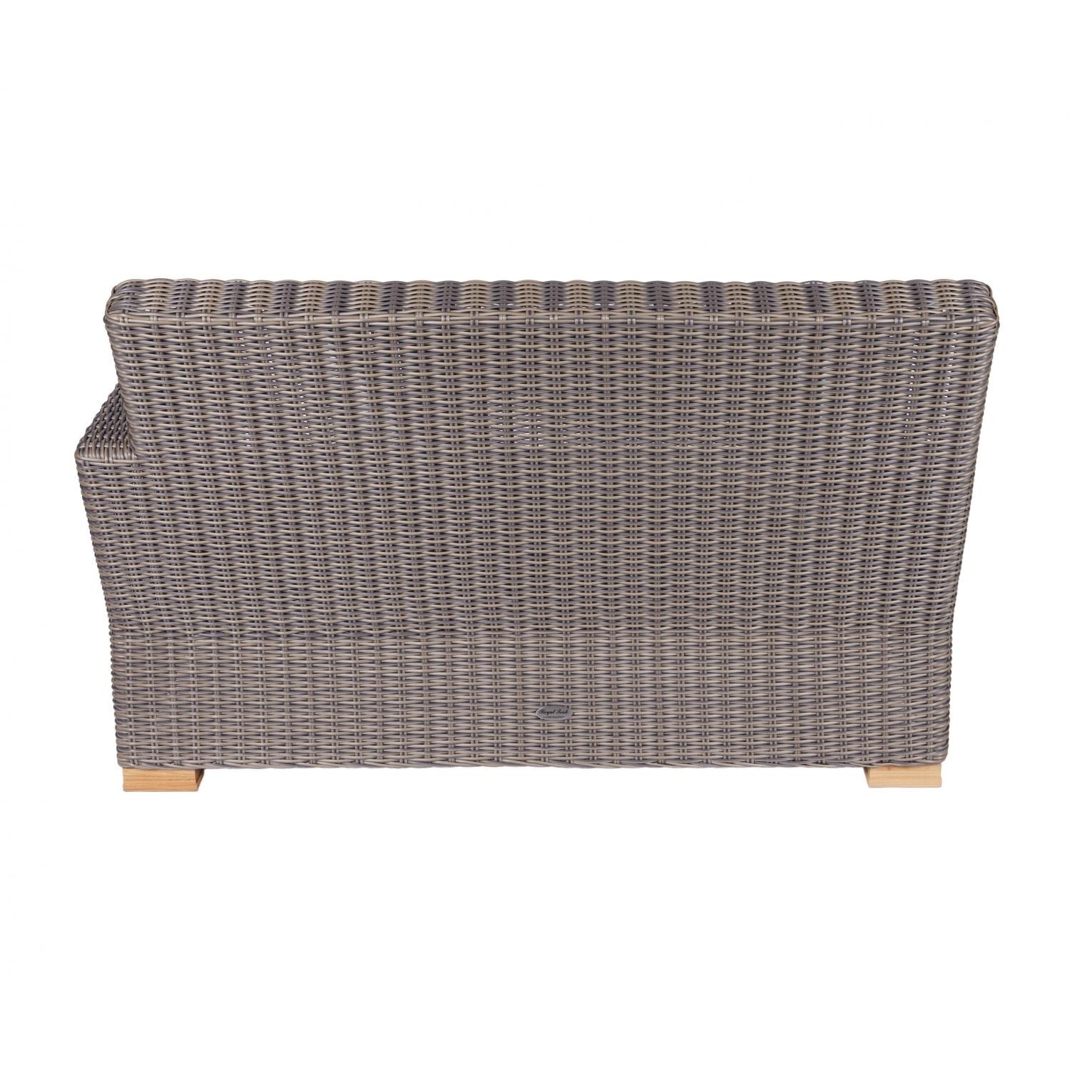 Royal Teak Collection Sanibel Wicker Patio Right Arm Loveseat W/ Sunbrella Canvas Natural Cushions - Back View thumbnail